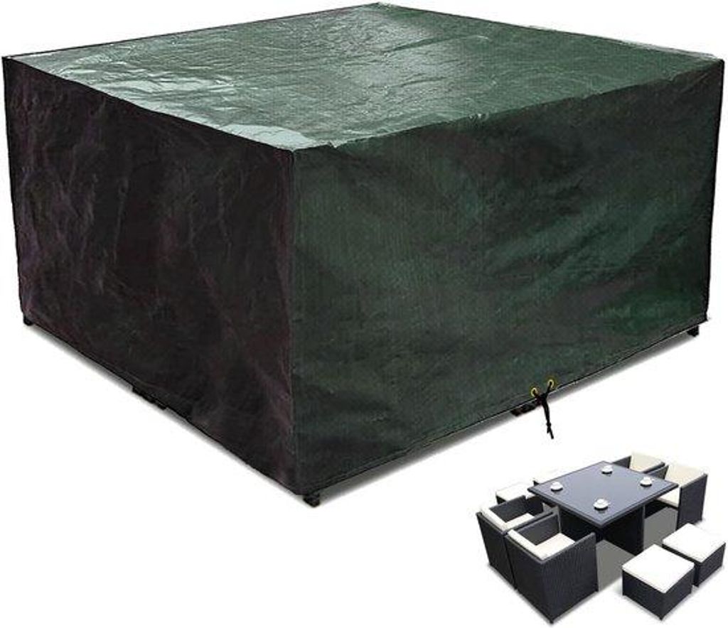 Ibenzoa Schutzhülle für Gartenmöbel – wasserdichtes, atmungsaktives Polyethylen mit UV-Schutz, Grün, 125 x 125 x 71 cm, verstellbares Zugband