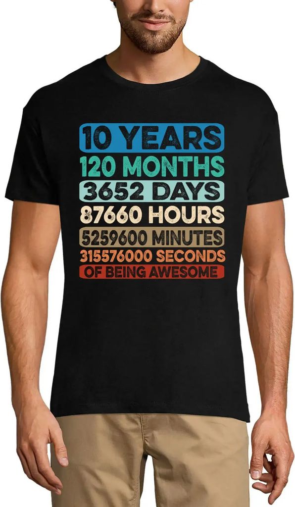 Herren Grafik T-Shirt 10 Jahre lang fantastisch sein – 10 Years Of Being Awesome – Geschenk 10. Geburtstag Jahrestag 10 Jahre Jubiläum 10 Jäh...