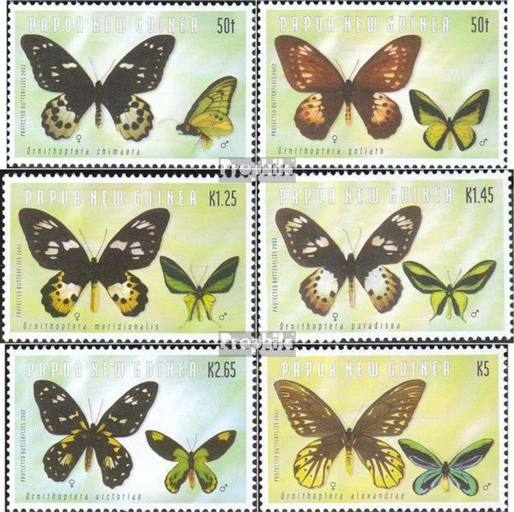 Briefmarken Papua-Neuguinea 2002 Mi 955-960 (kompl.Ausg.) postfrisch Vogelfalter