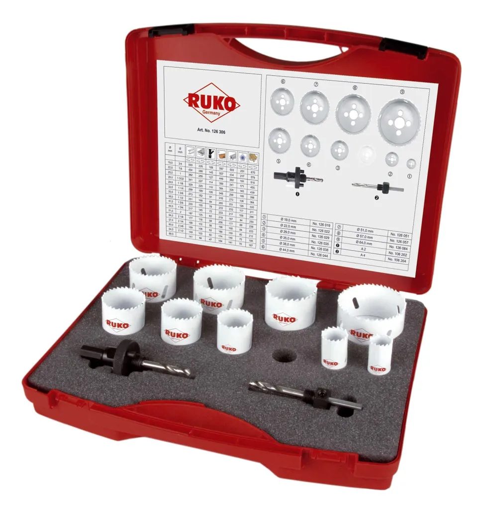 Set RUKO 8 Seghe a Tazza HSSE-Co8 Bi-Metal 22-68mm Metalli