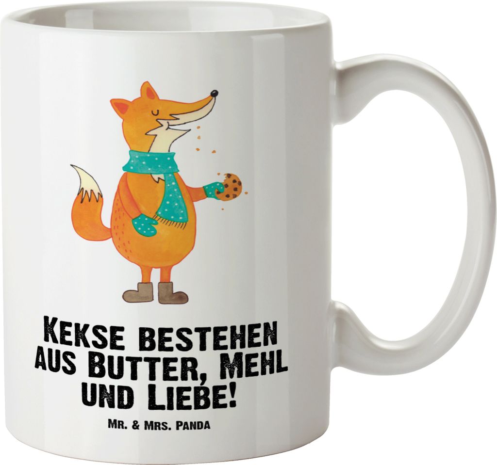 Mr. & Mrs. Panda jumbotasse Fuchs Keks - Weiß - Geschenk, Riesentasse, Frieren, Weihnachtlich, steingut tasse, Große Teetasse, Plätzchen, Weihna...