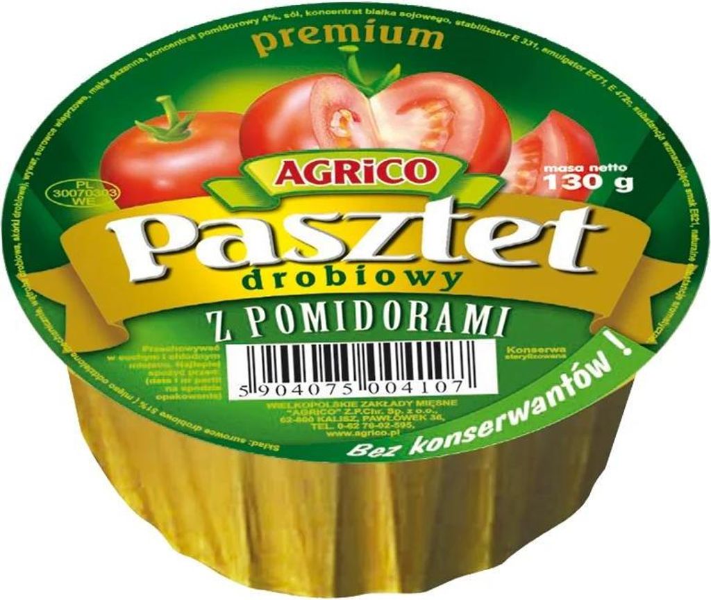 Agrico "Pasztet" Geflügel-Brotaufstrich mit Tomate 130g Produktbild 