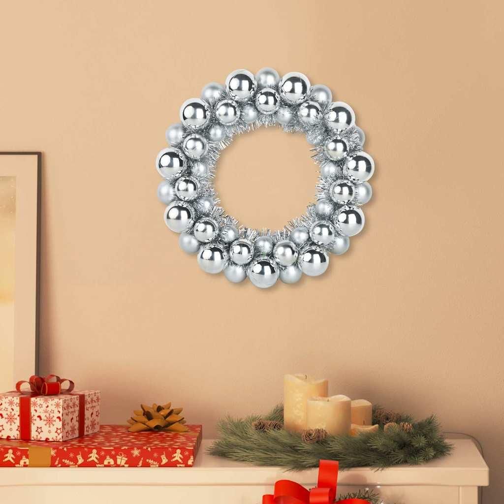 "Schlussverkauf" Weihnachtsballkränze 2 Stück - zu Weihnachten - Silber 33x33x7 cm Polystyrol C13129