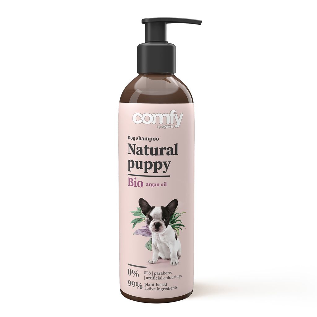 Comfy Natural Puppy Shampoo 250 ml – Mildes Hundeshampoo für empfindliche Welpenhaut mit Arganöl und Aloe Vera