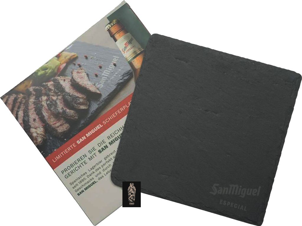 San Miguel Schiefer Platte Servierplatte BBQ - ca. 20cm x 20cm Material: 100% Schiefer