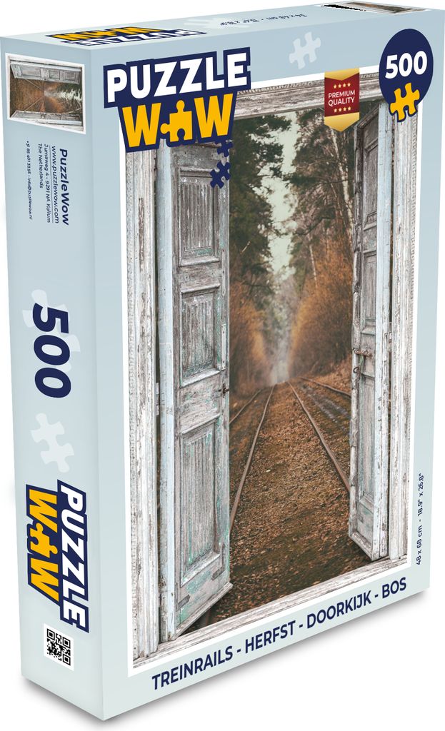 MuchoWow Puzzle 500 Teile Eisenbahnschienen - Herbst - Aussicht - Wald - Denken - Spiel - Toy