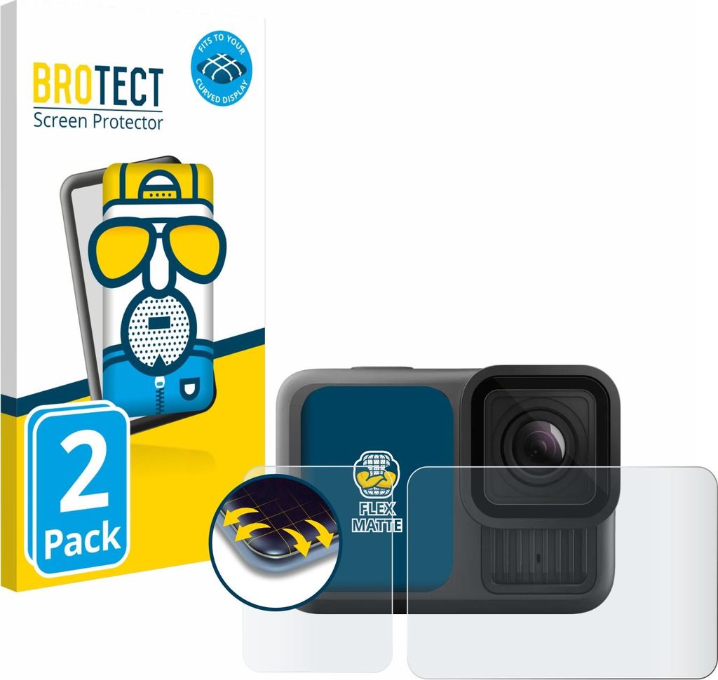 2x BROTECT Fullscreen Schutzfolie für GoPro Hero 13 Black Creator Edition Displayschutz Folie Fullcover Matt Entspiegelungsfolie