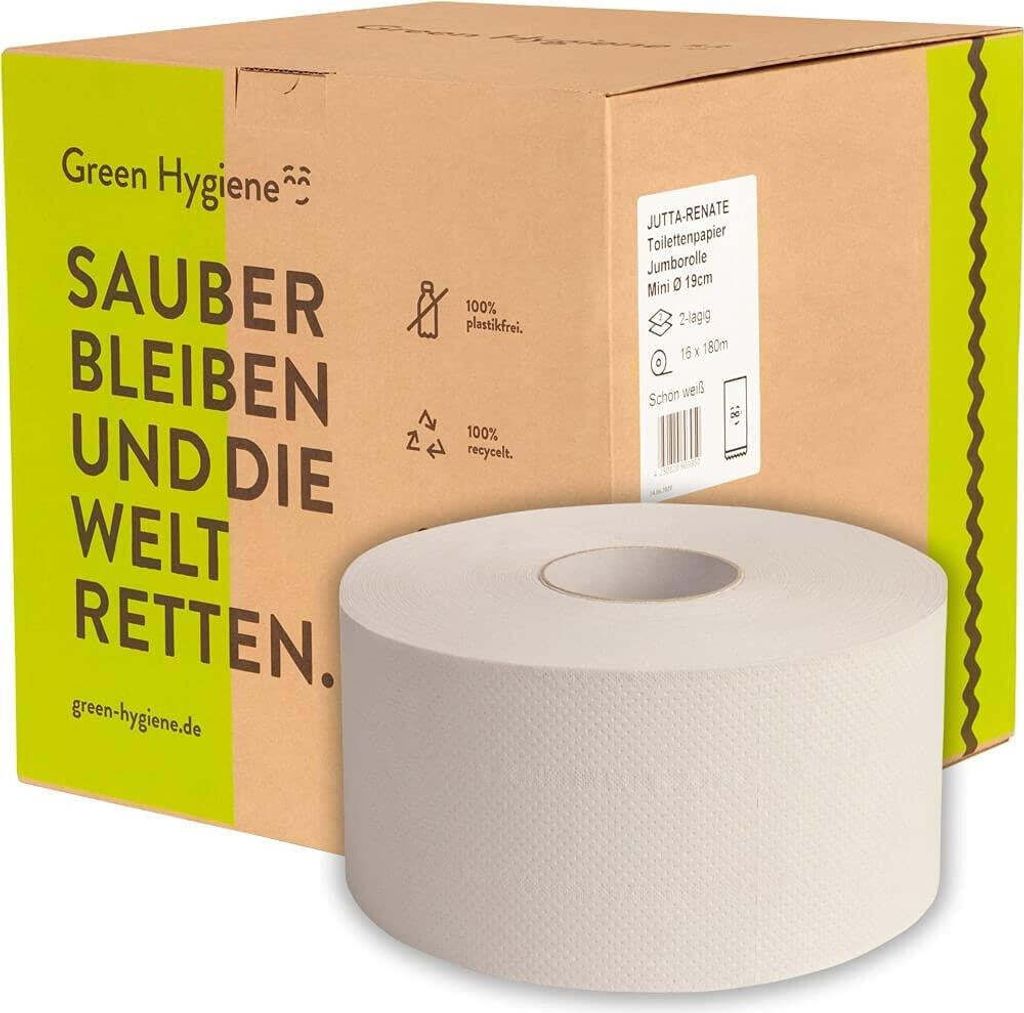 Green Hygiene Jumbo-Toilettenpapier JUTTA-RENATE 2-lagig Recyclingpapier, 16 Rollen