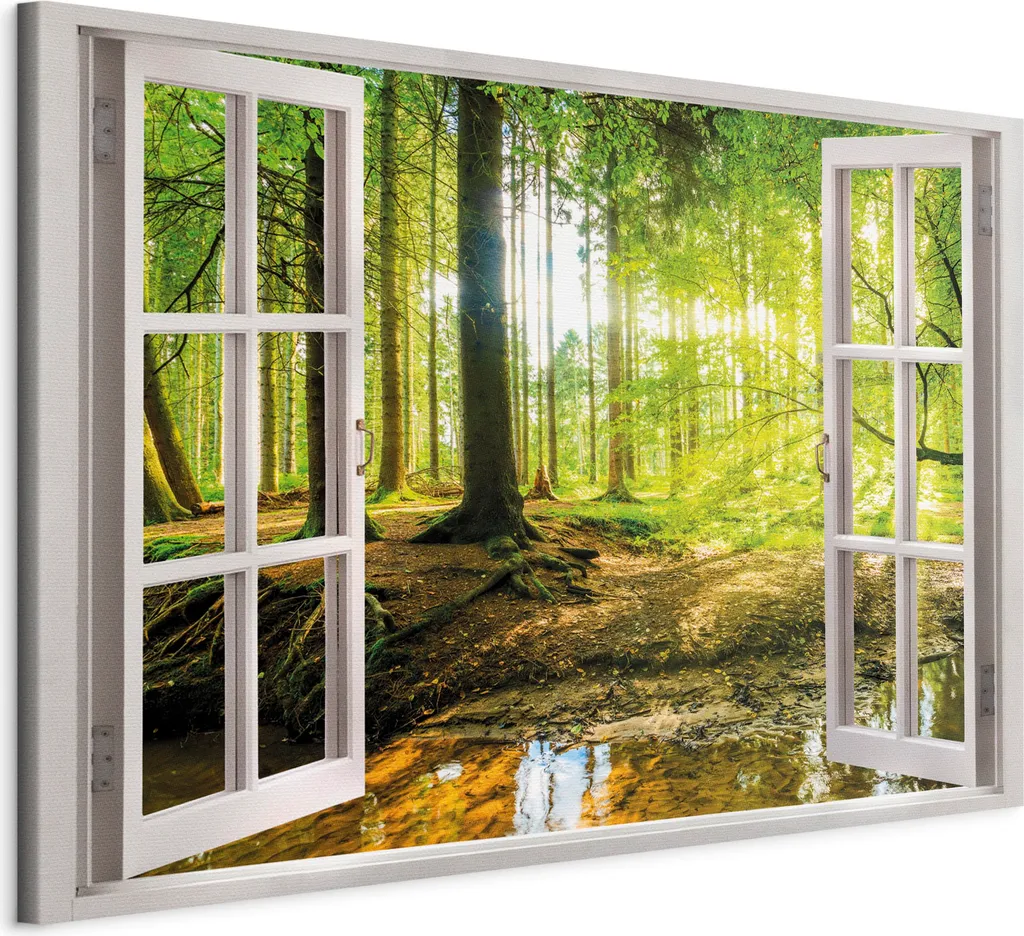 Decorazione Parete Effetto 3D Finestra sul Bosco - Quadro TNT 60x40