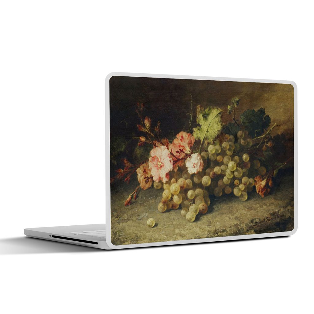 MuchoWow Laptop Aufkleber Sticker Cover Obst - Stilleben mit Weintrauben - Alte Meister 32.5x23.5 cm - Sticker für Laptop - Selbstklebend