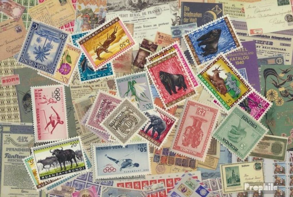 Briefmarken Ruanda - Urundi 25 verschiedene Marken