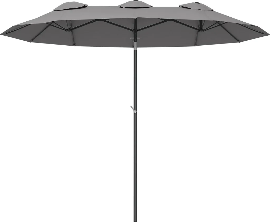 Parasol Double pour Grande Table de Jardin 295x152 cm Ombrage Gris