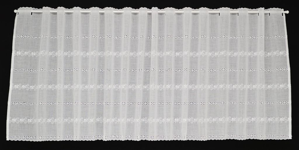 Gardinen Kranzusch Scheibengardine Batist Stickerei 47x210 cm H/B Weiß Bistrogardine Vorhang Küche 1er Pack