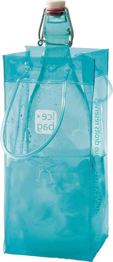 Sac à glace anti-fuite bleu givré 30x15cm : fini les bouteilles tièdes