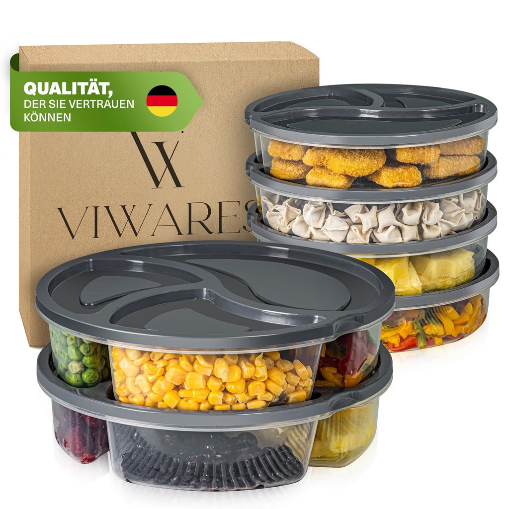 Viwares Frischhaltedosen-Set mit Fächern - BPA-freie Meal Prep Boxen für Zuhause, Arbeit, Schule und Unterwegs - Luftdicht, Spülmaschinen- und M...