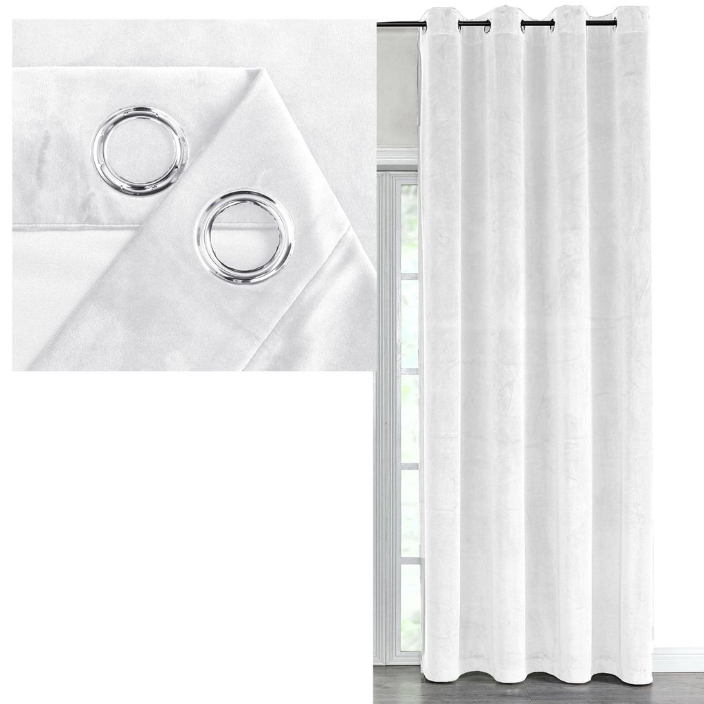 SAMT Vorhang Ösen WEISS 140x175 cm Velvet Gardine Produktbild 