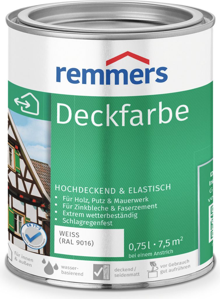 Remmers Deckfarbe weiß (RAL 9016) 0,75 l, Holzlack Produktbild 