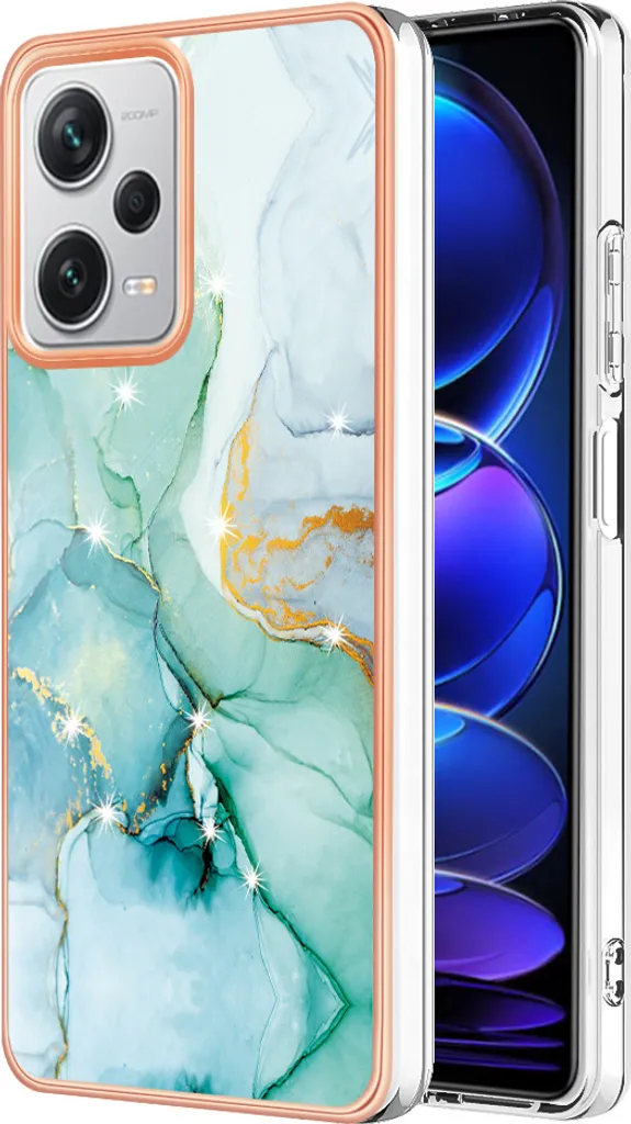 Custodia per Xiaomi Redmi Note 12 Pro+, sottile marmo antiurto morbido TPU paraurti verde