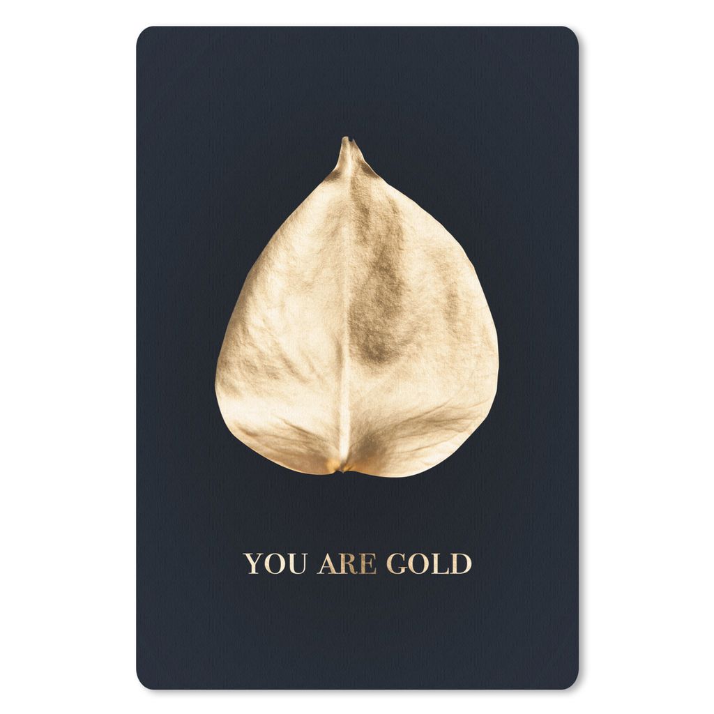 MuchoWow Mauspad Mousepad Zitat - Blatt - Gold 18x27 cm - Mousepads - Maus Mat - Pad - Mausunterlage