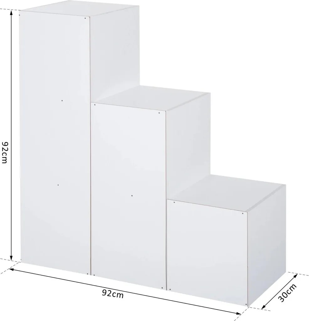 Étagère échelle 6 compartiments en bois blanc - Structure renforcée - 6