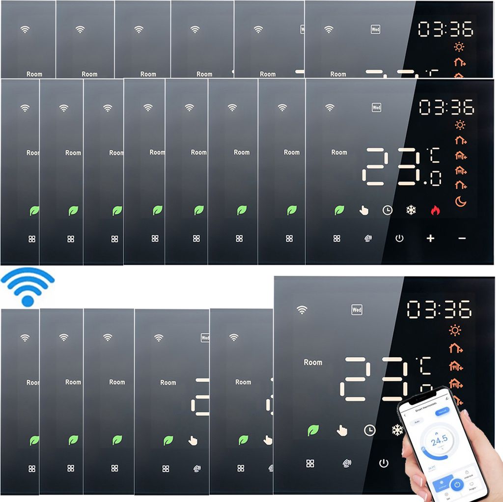 20X Smart Tuya WiFi-Thermostat, Sprachsteuerung, fuer 3A Warmwasserbereitung, Digital LCD Programmierbares Raumthermostat Thermostat Wandthermostat...