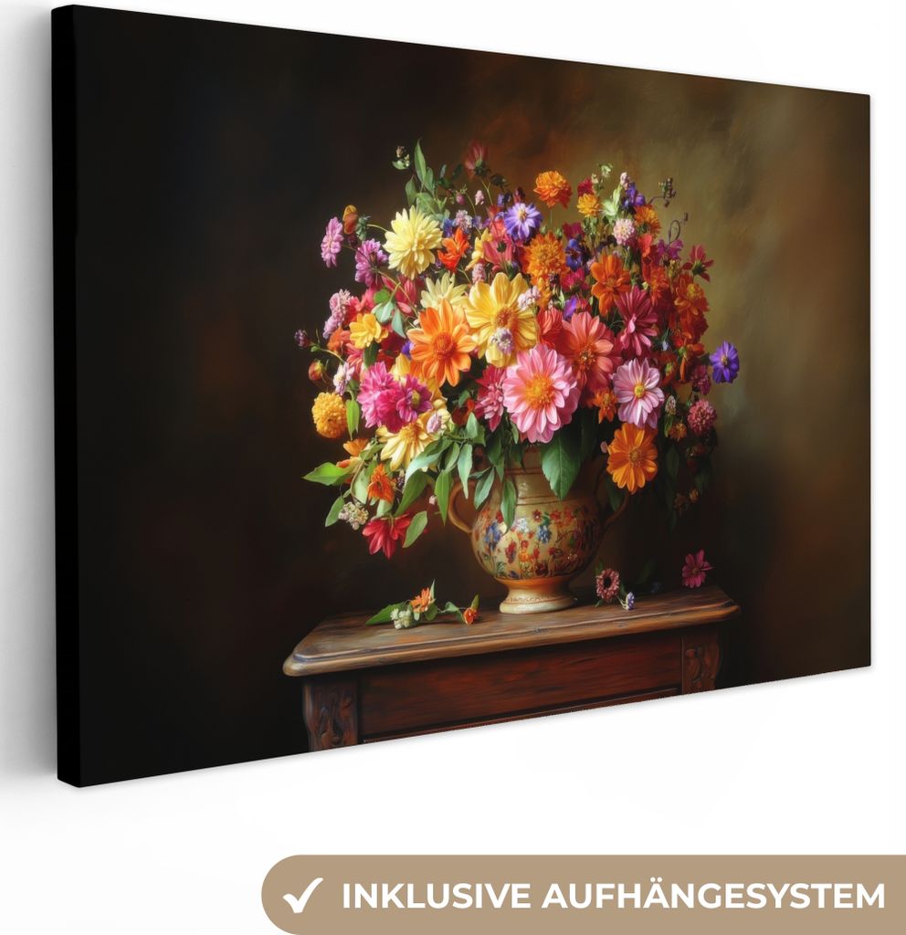 Leinwand Bilder 30x20 cm - Blumen - Bunt, Wandbilder, Wanddeko Wohnzimmer, Bild