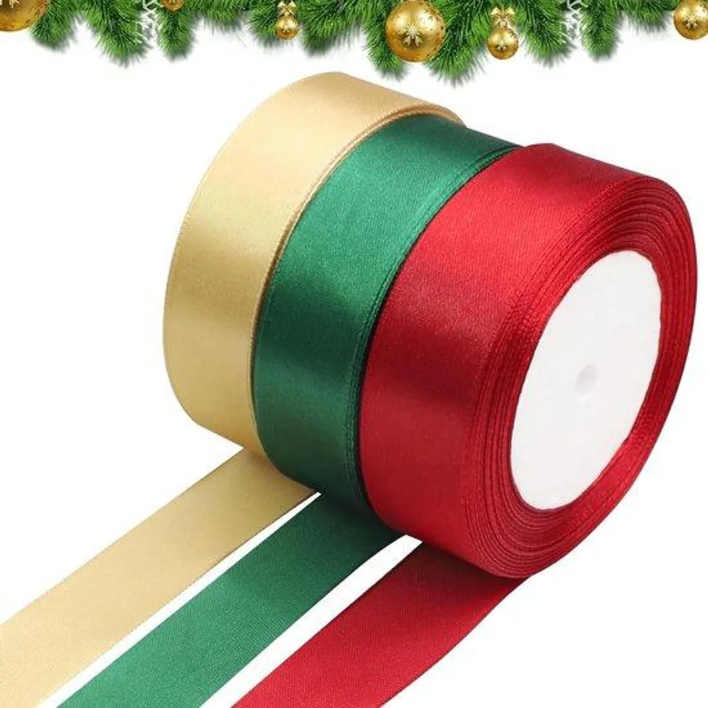 Ruban de Noël en satin pour décoration de table et paquets cadeaux