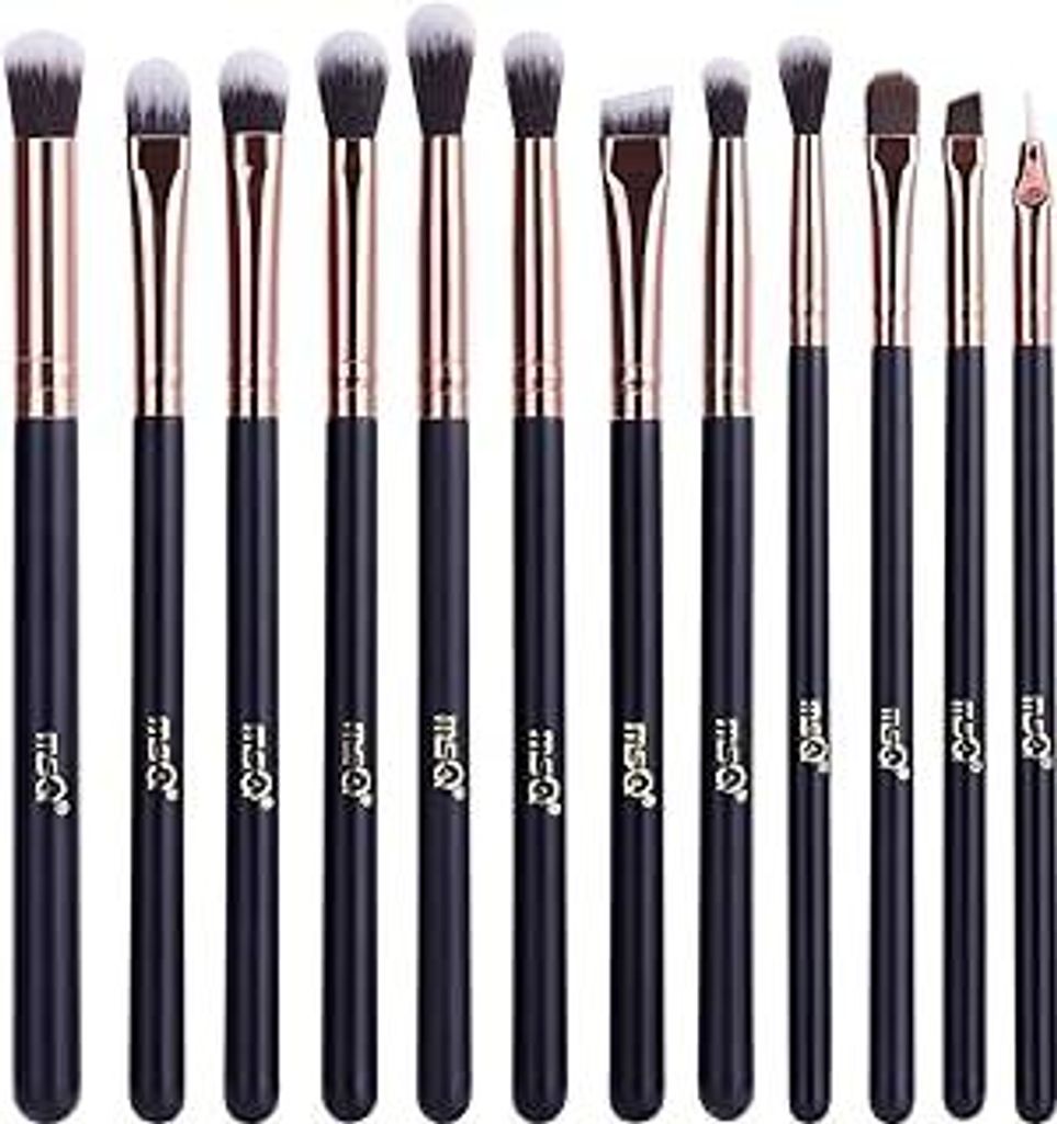 MSQ 12pcs Augen Make-up Pinsel Rauchig Lidschatten-Kontur-Kit weich Haare für Lidschatten, Augenbraue, Eyeliner, Blending, am besten für Weihnach...