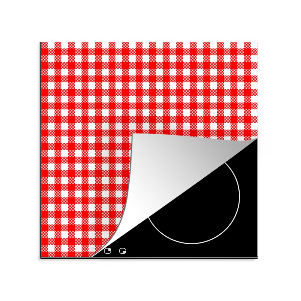 KitchenYeah Herdabdeckplatte Rot - Rustikal - Muster , 78x78cm, Küche Deko, Glaskeramikkochfeld Herdabdeckung, Abdeckplatte fùr Kochfeld