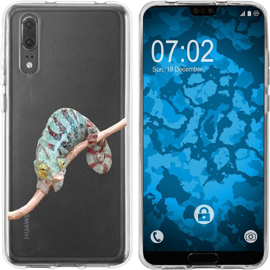 PhoneNatic Case kompatibel mit Huawei P20 Silikon-Hülle Vektor Tiere Camelion M7