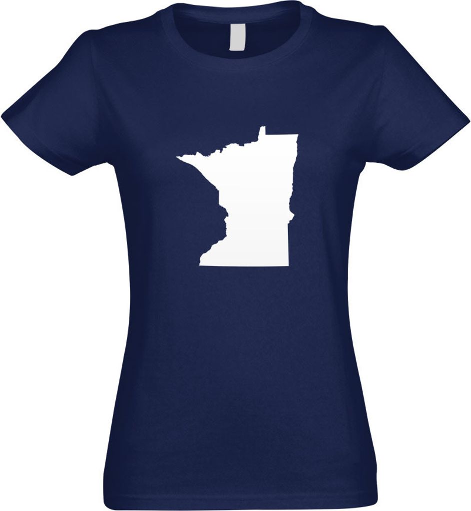 Kiwistar - T-Shirt tailliert - Damen - Navy - USA - Bundesstaat - Minnesota - mit Motiv Bedruckt - Funshirt Design - Sport - Freizeit - Damen - S