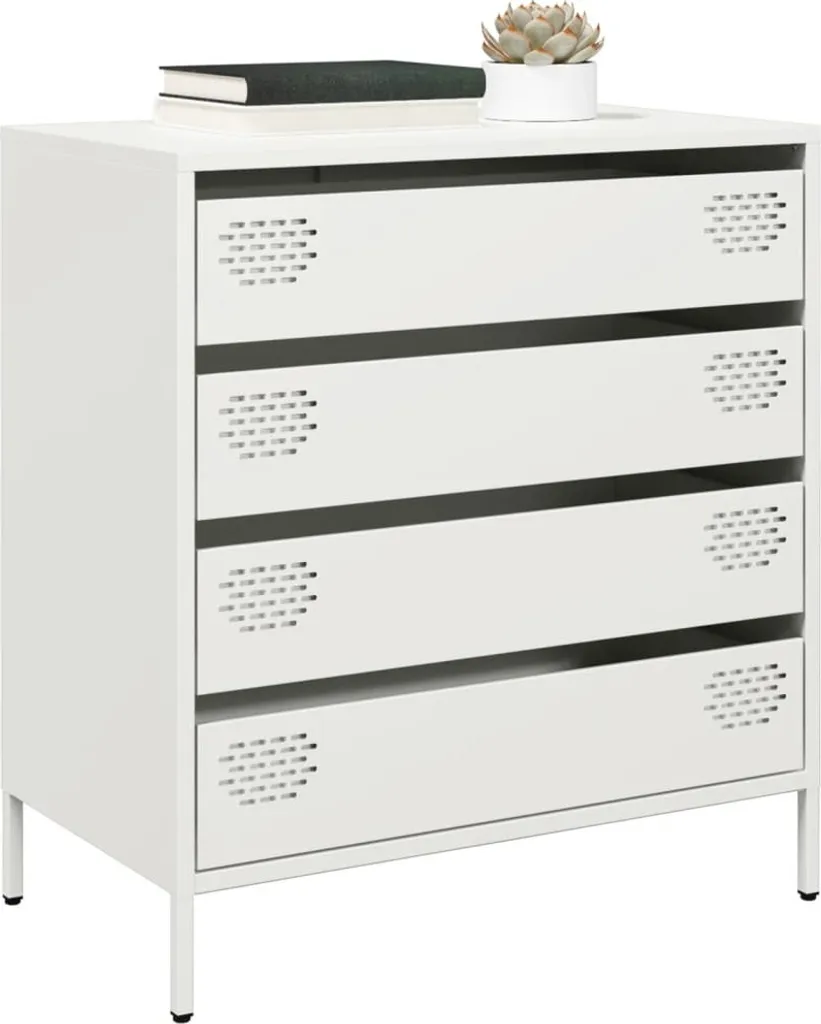 vidaXL Credenza bianca 68x39x73,5 cm Acciaio laminato a freddo
