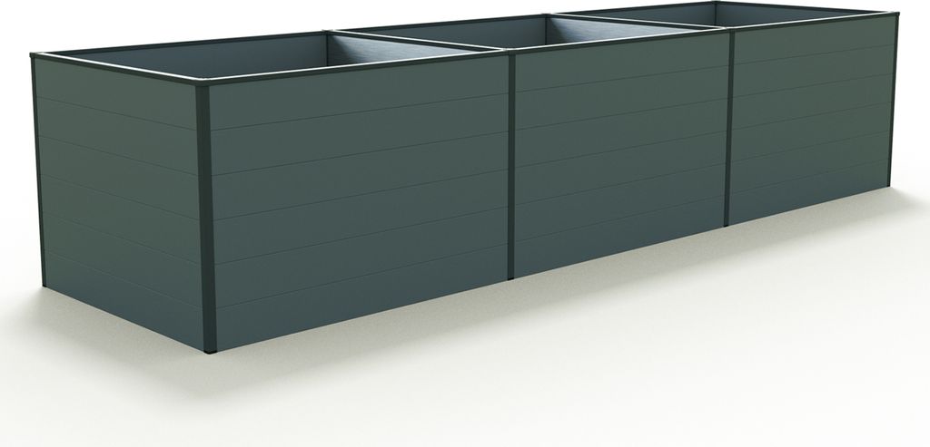 GFP Aluminium Hochbeet KINGSIZE DANIELA - 351 x 99 x 77 cm - Anthrazit, Stecksystem, langlebig