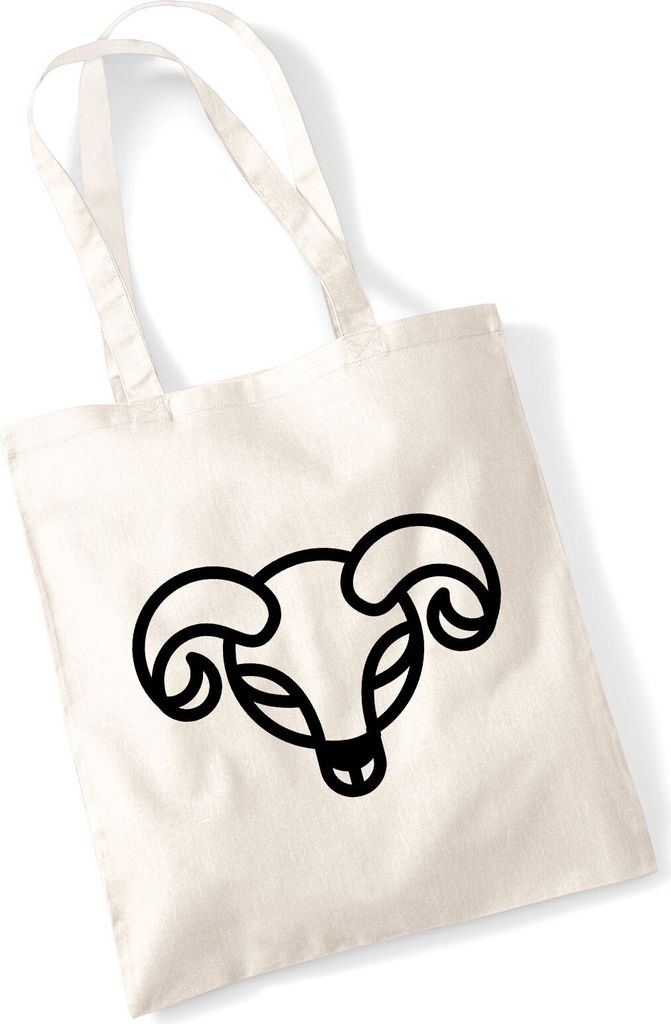 Huuraa Jutebeutel Widder Sternzeichen Symbol 10 Liter Natural Baumwolle Tasche Geschenkidee