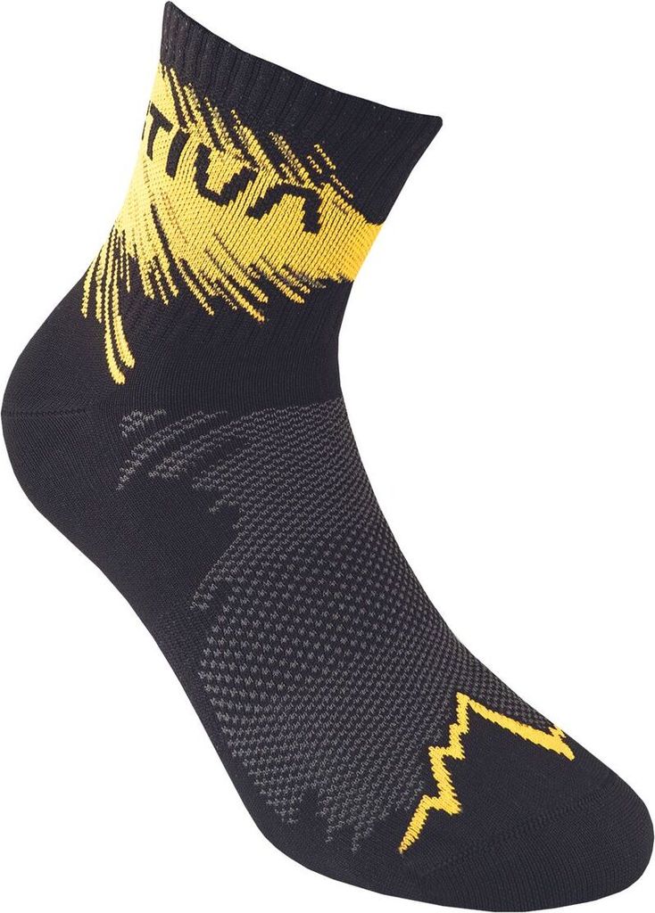Trail Running Socks, La Sportiva Mountain Running Footwear, S, Black/Yellow (Black) - La Sportiva