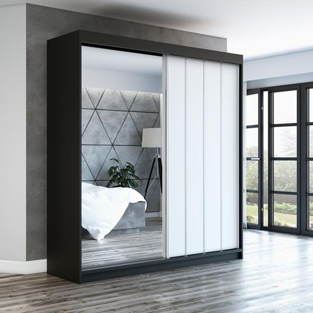 Schwebetürenschrank, 2-türig Schrank mit Spiegel! Moderne Produktbild 
