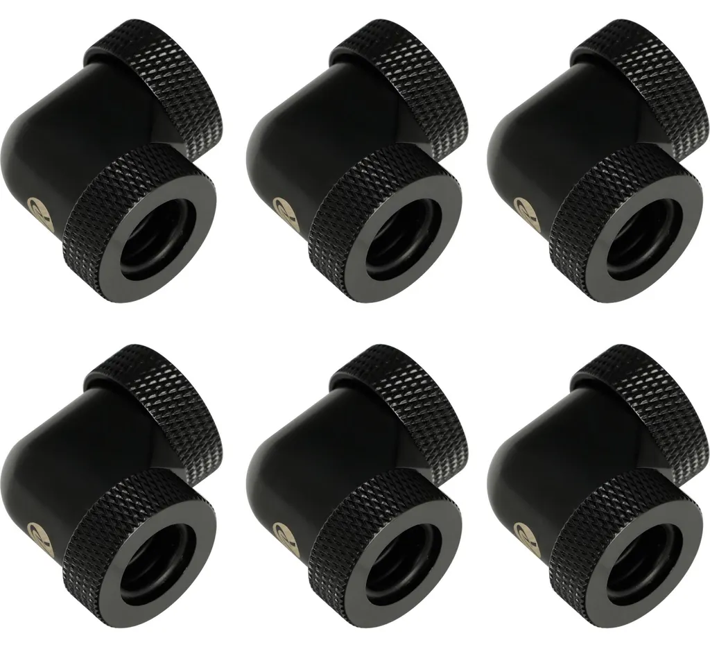 Pack 6 Connecteurs 90° pour Watercooling Rigide 14mm Pelias Noir