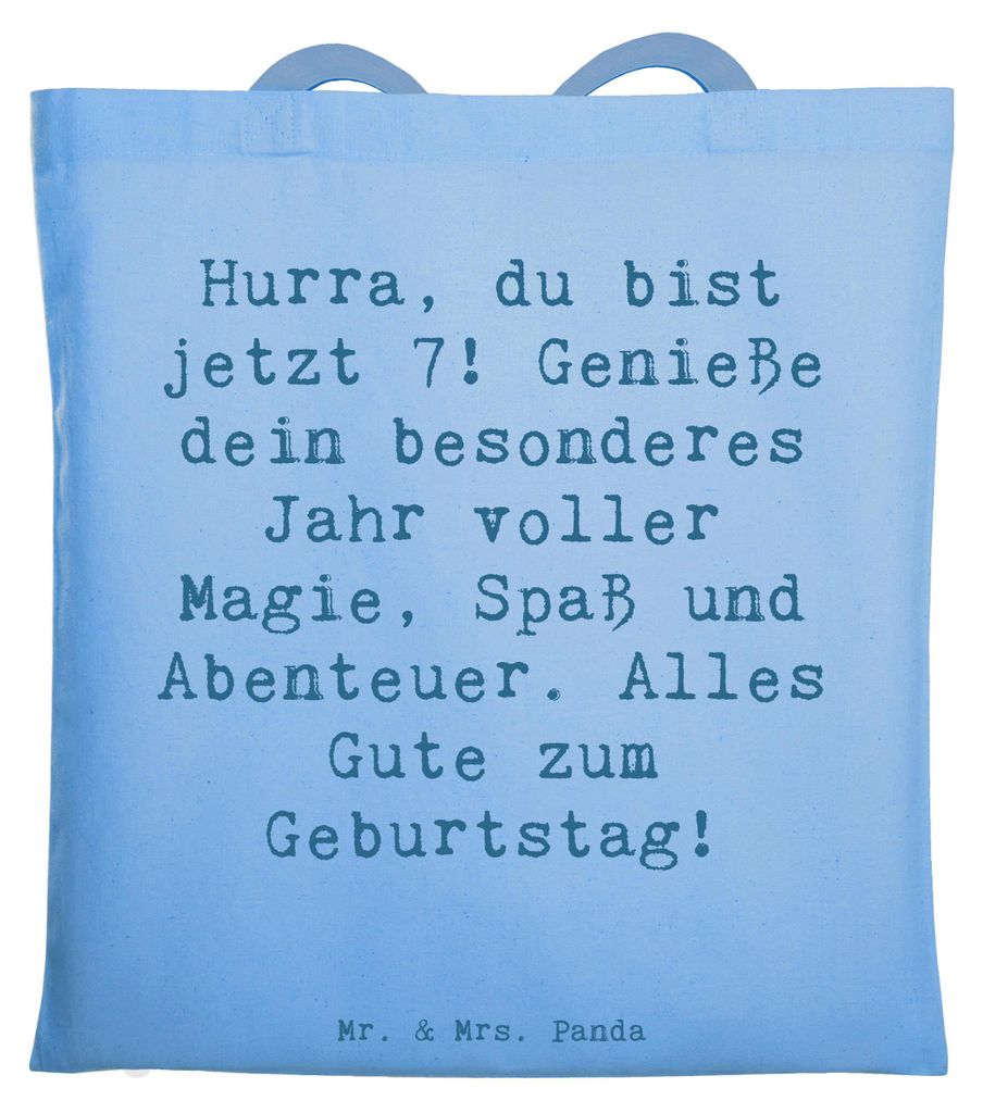 Mr. & Mrs. Panda Schultasche Spruch 7. Geburtstag - Sky Blue - Geschenk, Tote Bag, Kindergeburtstag, Happy Birthday, Alter, einkaufsshopper, Kinder...