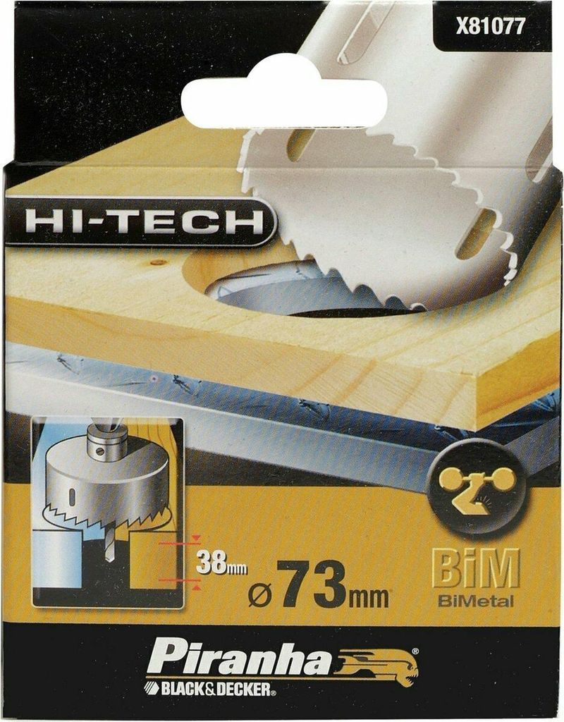 Piranha Bohrkrone HI-TECH Bi-Metal, 73 mm, für Holz und Metall, X81077