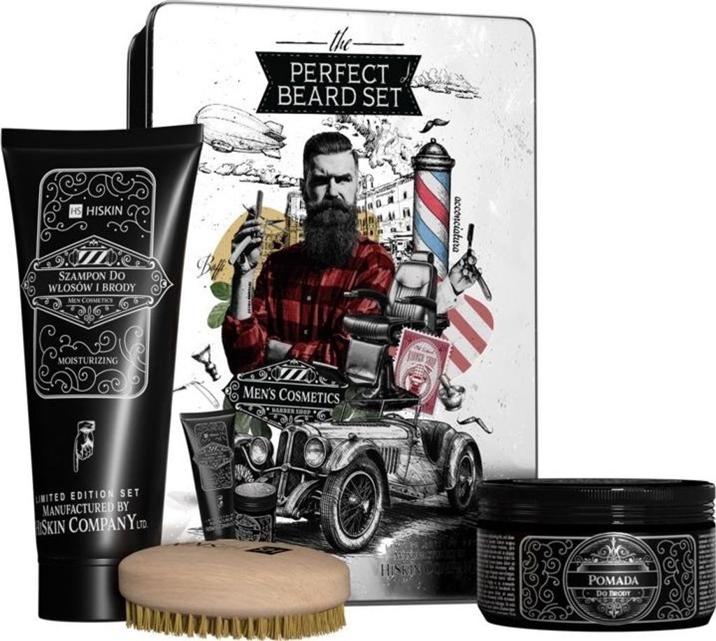 HiSkin The Perfect Beard Kit spazzola per barba + pomata Immagine del prodotto 