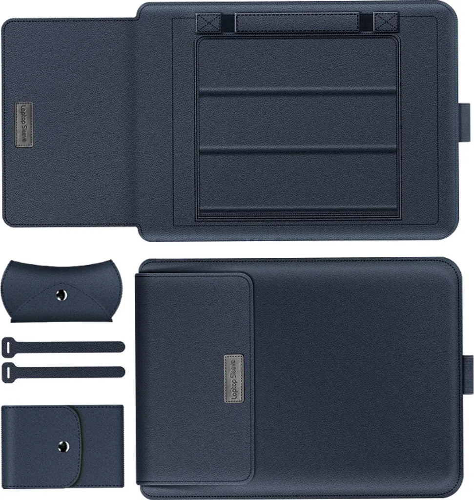 Housse ordinateur portable 11-12 pouces en cuir PU Bleu Marine INF