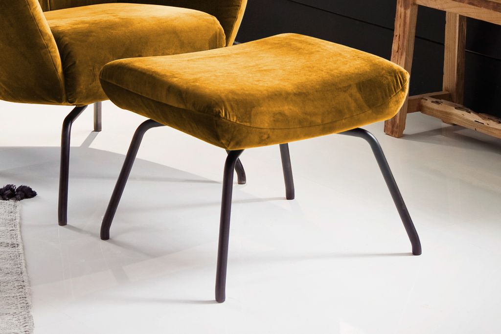 KAWOLA Hocker LOTTE Polsterhocker velvet curry