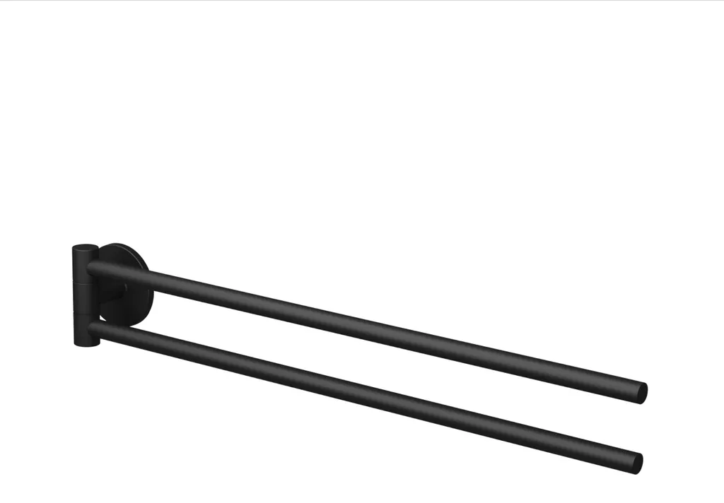 Porte-serviette 2 bras pivotants noir mat 40cm avec fixation sans trou