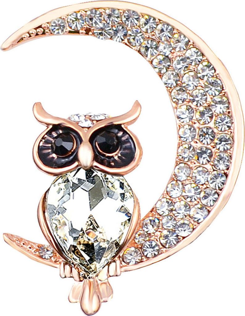 Brosche mit Eulen-Kunstkristall, niedlich, Vintage-Mode, für Kleider, Mäntel, Accessoires, Schmuck, robuste Brosche für Frauen