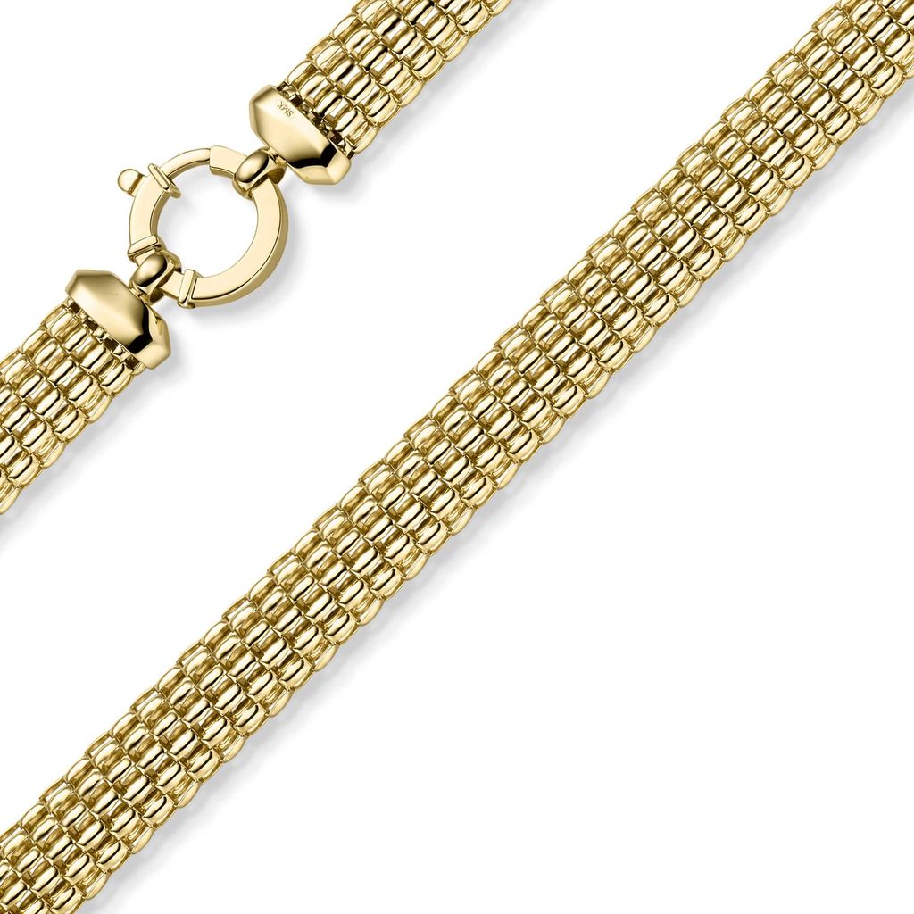10mm breites Phantasie Armband Armkette aus 585 Gold Gelbgold 21cm