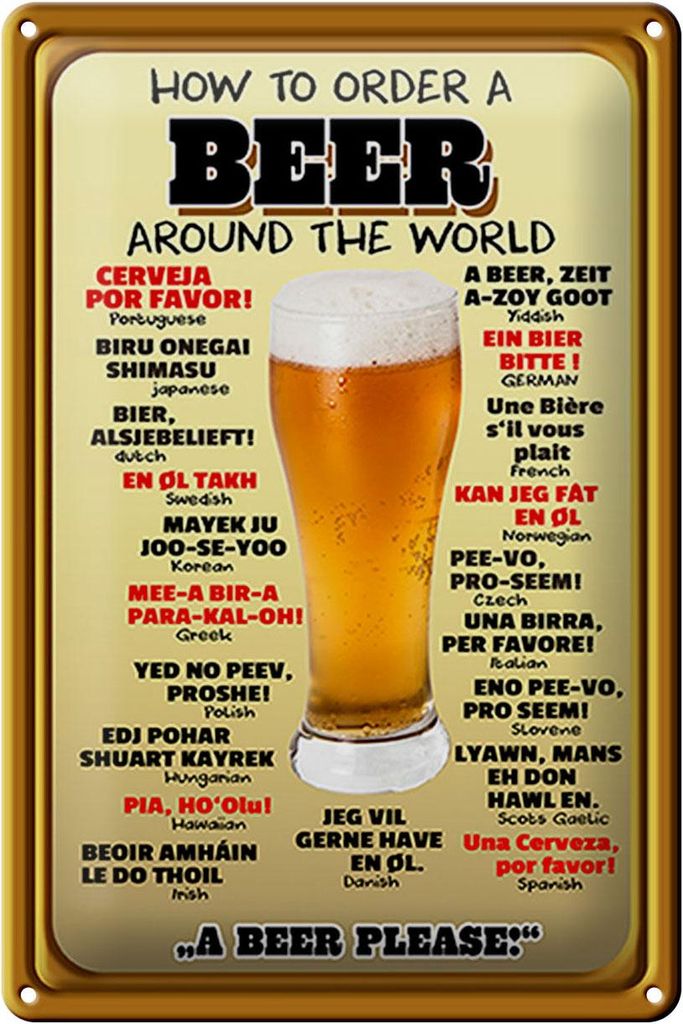 Blechschild Alkohol 20x30cm How to order a Beer please