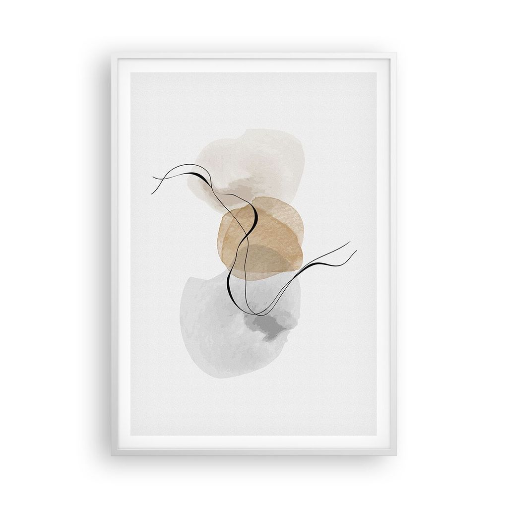 Gerahmtes Poster - Weißer Rahmen - Abstrakt minimalistisch Aquarell - 70x100 cm - Wand Bild - Wanddeko - Wandbilder - Kunstposter - Wandposter - B...