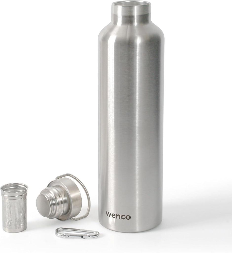 wenco Trinkflasche Edelstahl 1l / 1000ml isoliert und Produktbild 