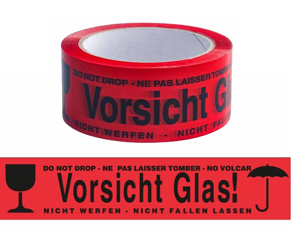 36 x Klebeband 48my Vorsicht Glas Rot 48mm x 66m Packband Produktbild 2