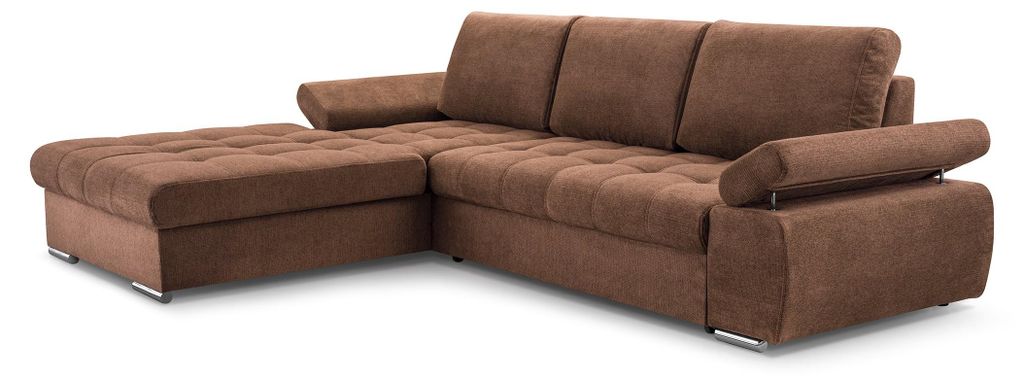 Masseno Ecksofa SANDRO mit Schlaffunktion L-Form, Sofa mit Bettkasten, Wohnzimmersofa, Couch, Soffa, Bettsofa, Couchgarnitur- Orange, ARAGON 59
